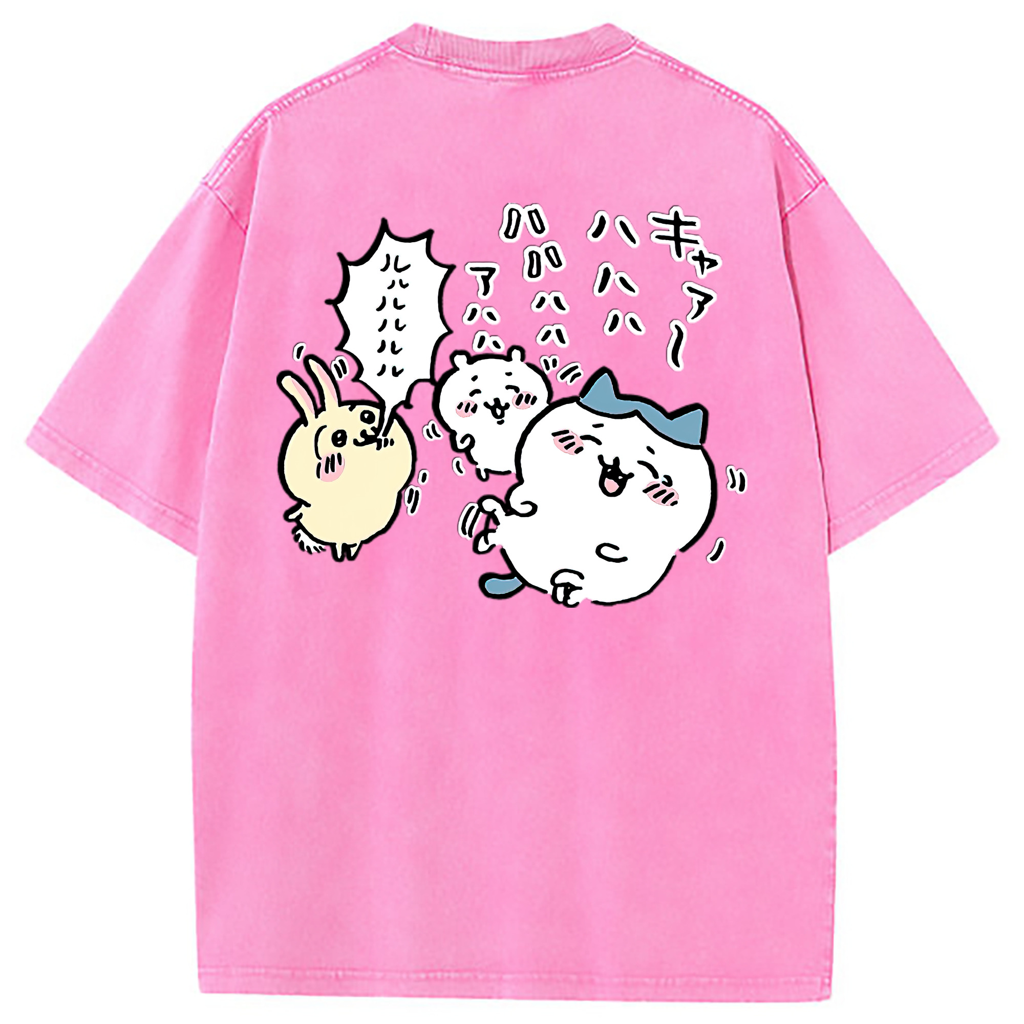 （画像用） ちいかわ うさぎ Chii-kawa usagi 綿100% ヴィンテージ風 半袖Tシャツ（背面プリント）